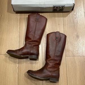 Frye Melissa Button Cognac Western Leather Equestrian Riding Boots Size 6 1/2 B